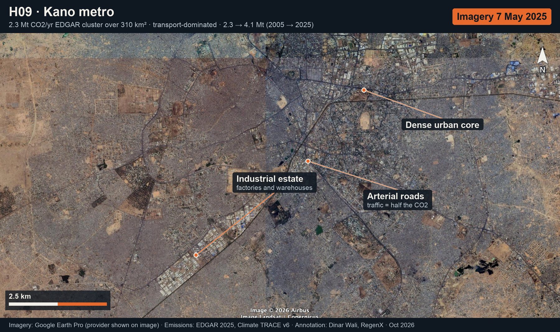 Kano metro: annotated Google Earth imagery (latest only)