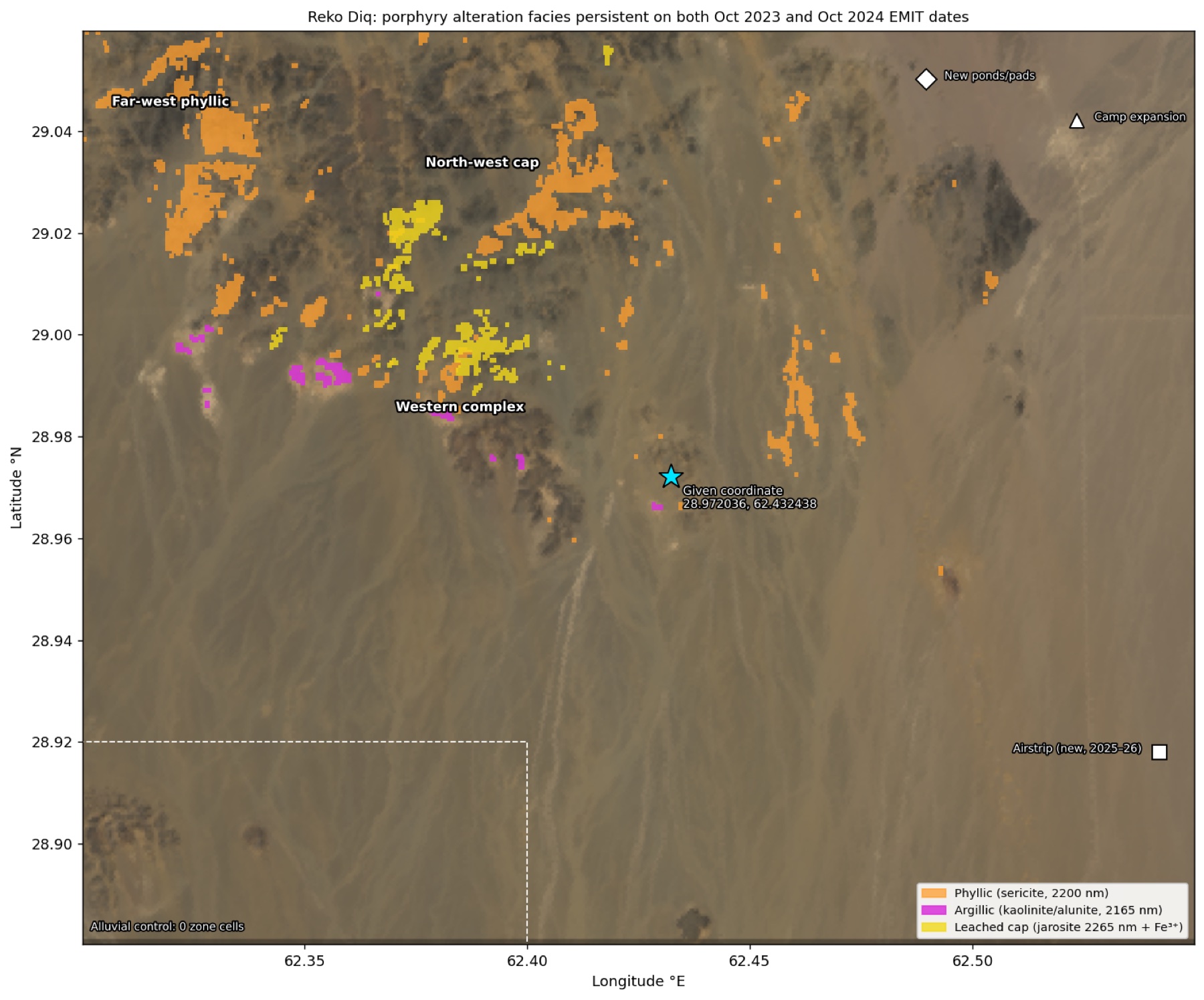 Facies map over EMIT true colour and hillshade